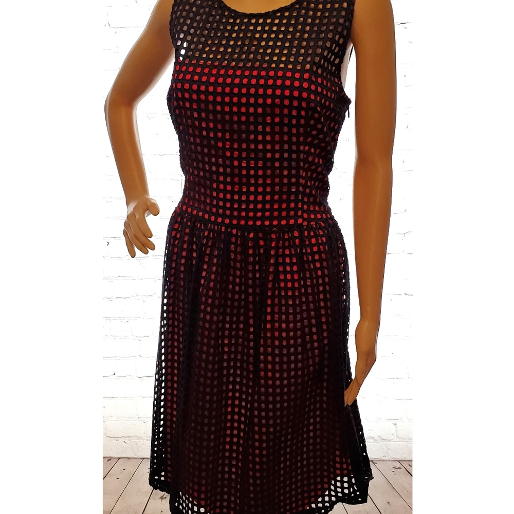 Banana Republic Fit & Flare Navy & Red Dress